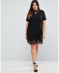 Asos Curve Curve T Shirt Dress With Lace Inserts