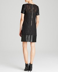 Laundry by Shelli Segal Dress Short Sleeve Faux Leather Lace Shift