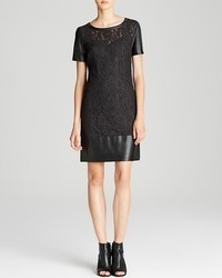 Laundry by Shelli Segal Dress Short Sleeve Faux Leather Lace Shift