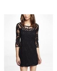Express Embroidered Lace Shift Dress Black Small