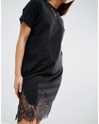 Asos Petite Petite T Shirt Dress With Lace Inserts