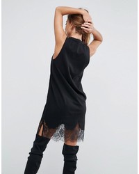 Asos Sleeveless T Shirt Dress With Lace Inserts