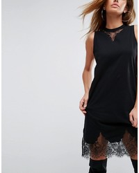 Asos Sleeveless T Shirt Dress With Lace Inserts