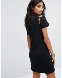 Glamorous T Shirt Dress With Lace Up Shoulder Detail