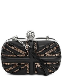 Lace Skull Box Clutch With Chain