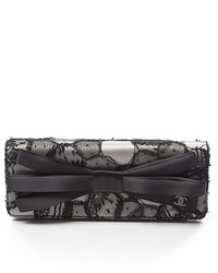 Chanel Pre Owned Satin And Black Lace Clutch