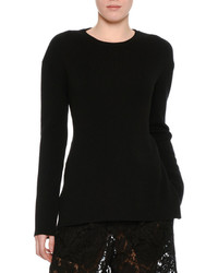 Valentino Ribbed Wool Lace Back Sweater Black