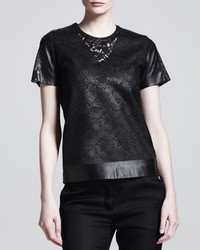 Reed Krakoff Lace Leather T Shirt