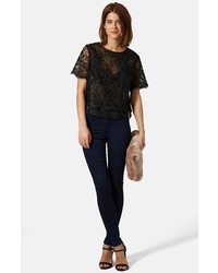 Topshop Lace Overlay Tee