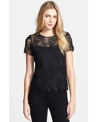 Rebecca Taylor Floral Lace Tee Black 4