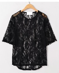 ChicNova Sexy Style Floral Embroidered Through Lace T Shirt