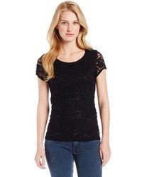 Annalee + Hope Short Sleeve Lace T Shirt