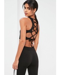 Missguided Active Black Cross Back Detail Sports Crop Top