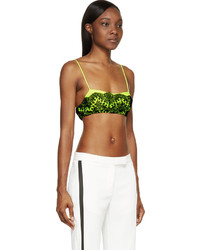 Christopher Kane Black And Chartreuse Lace Overlay Bralette
