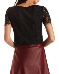 Charlotte Russe Scalloped Cropped Lace Top