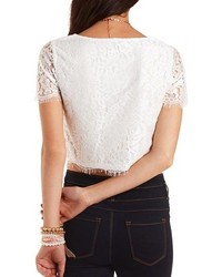 Charlotte Russe Scalloped Cropped Lace Top