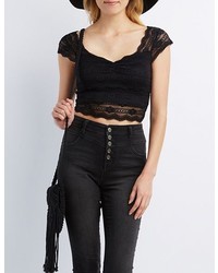 Charlotte Russe Scalloped Lace Crop Top