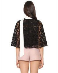 Valentino Heavy Lace Cady Cropped Cape Top