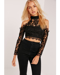 Missguided Choker Plunge Crop Top Black, $27, Missguided