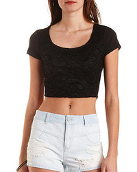 Charlotte Russe Lace Front Crop Top