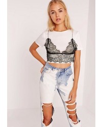 Missguided Petite White Sheer Lace Bralet Overlay Crop Top