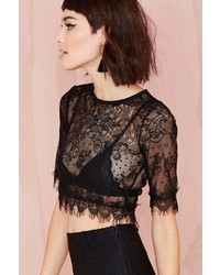 Nasty Gal Factory Wink Back Lace Crop Tee