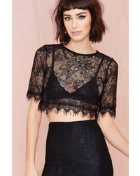 Nasty Gal Factory Wink Back Lace Crop Tee