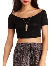 Charlotte Russe Off The Shoulder Lace Crop Top