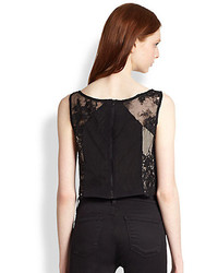 Alice + Olivia Sleeveless Cropped Lace Top