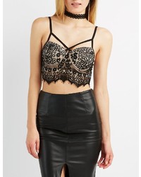 Charlotte Russe Caged Lace Bustier Crop Top