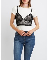 Charlotte Russe Lace Layered Crop Top