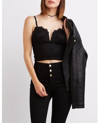 Charlotte Russe Lace Notched Bustier Crop Top