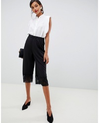 ASOS DESIGN Asos Jersey Cropped Trousers In Crepe With Lace Hem