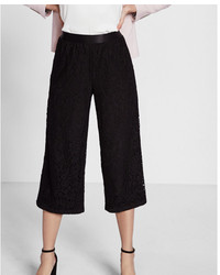 Express Mid Rise Lace Cropped Wide Leg Pant