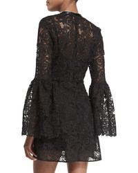 MCQ Alexander Ueen Long Sleeve Lace Zip Front Mini Dress Black