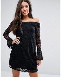 Lipsy Bardot Flutter Sleeve Allover Lace Dress