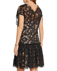 Wes Gordon Beatrix Corded Cotton Blend Lace Mini Dress Black