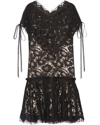 Wes Gordon Beatrix Corded Cotton Blend Lace Mini Dress Black