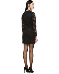 Saint Laurent Black Lace Beaded Collar Dress