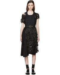 Sacai Black Lily Lace Pleated Dress
