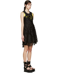 Sacai Black Yellow Lily Lace Underlay Dress