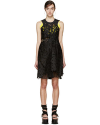 Sacai Black Yellow Lily Lace Underlay Dress