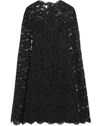 Valentino Cape Effect Lace Mini Dress Black