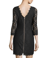 Diane von Furstenberg Colleen 34 Sleeve Lace Dress Black