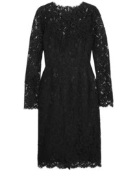 Dolce & Gabbana Cotton Blend Corded Lace Dress Black