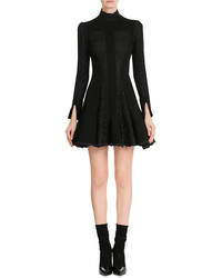 Alexander McQueen Cotton Wool Mini Dress With Lace