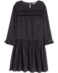 H&M Crinkled Dress Black Ladies