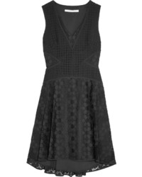 Diane von Furstenberg Fiorenza Cady Trimmed Crocheted Lace Dress Black