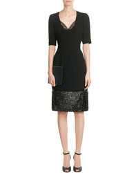 Marco De Vincenzo Fitted Dress With Shimmer Hem