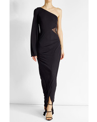 Roberto Cavalli Floor Length Dress With Asymmetric Sleeve